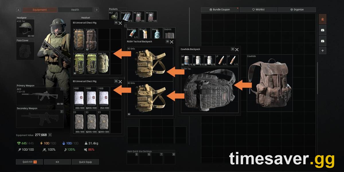 Arena Breakout Infinite Secure Case container slot in inventory screen