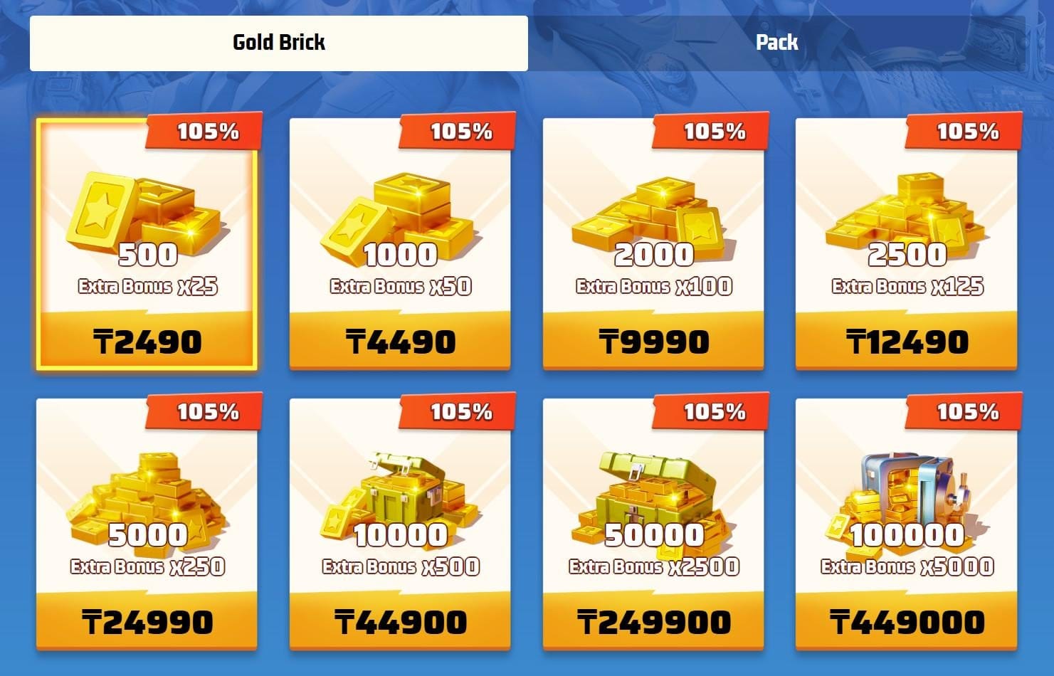 ภาพคู่มือการสั่งซื้อซ้ำ Top War Gold Bricks