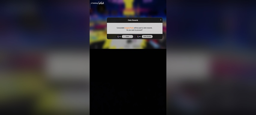 Reward claim screen