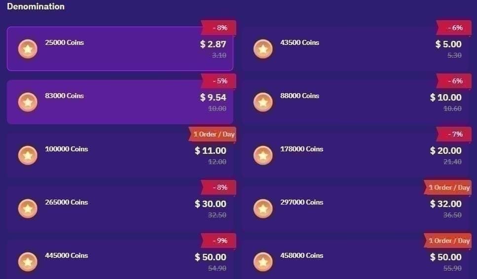 Graphique de comparaison des prix pour les méthodes de recharge de pièces SuperLive