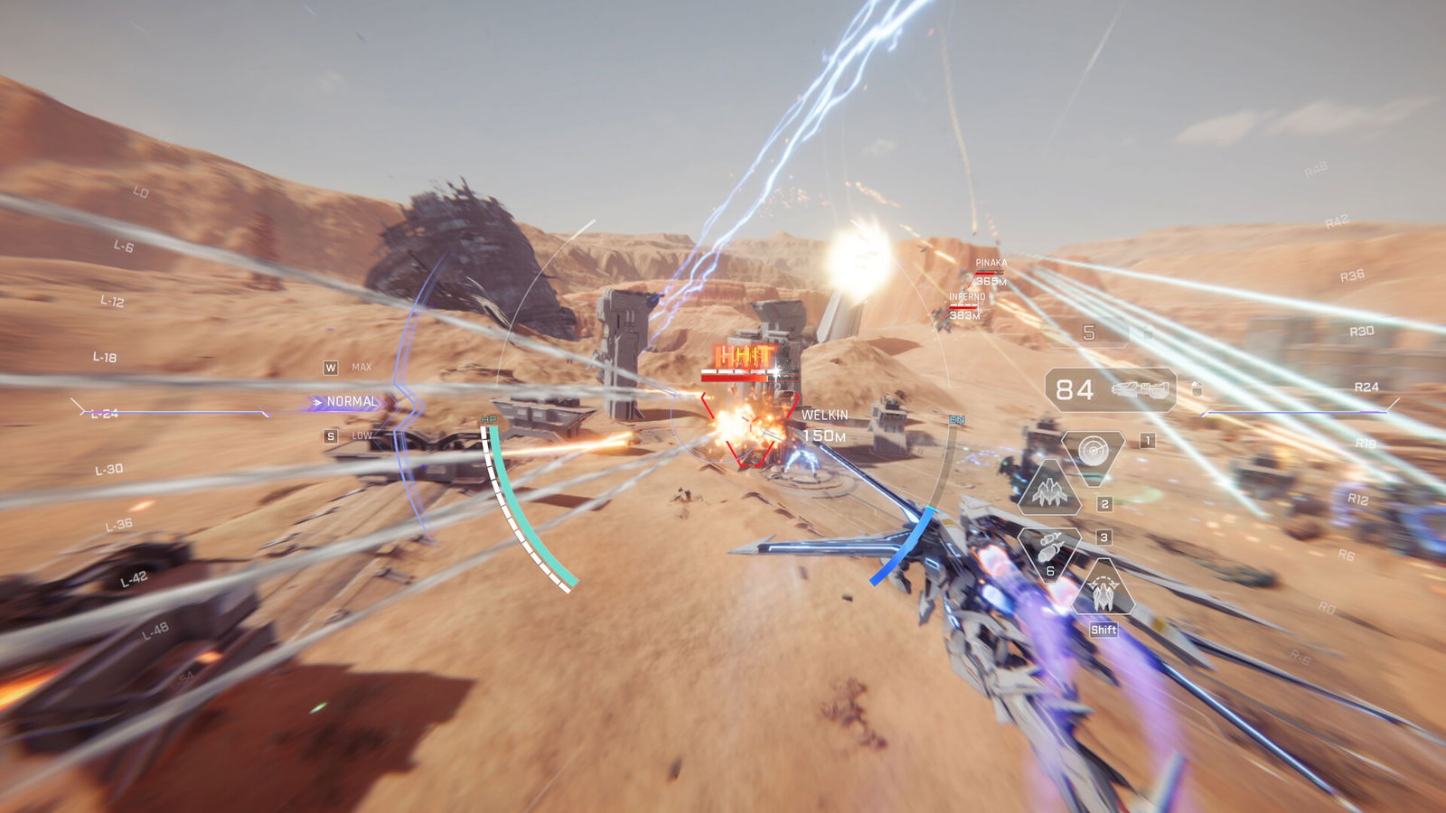 Combat engagement inside the Mecha Break Ace Arena mode