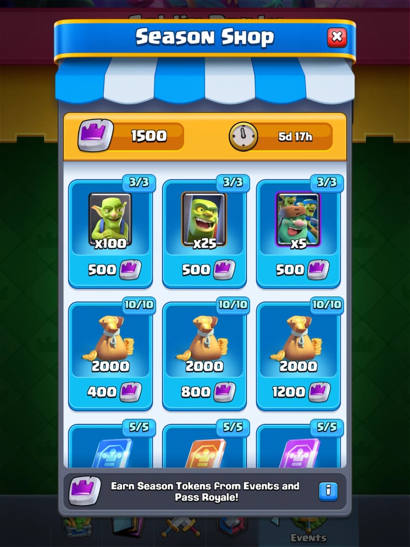 Antarmuka pembelian permata Clash Royale resmi