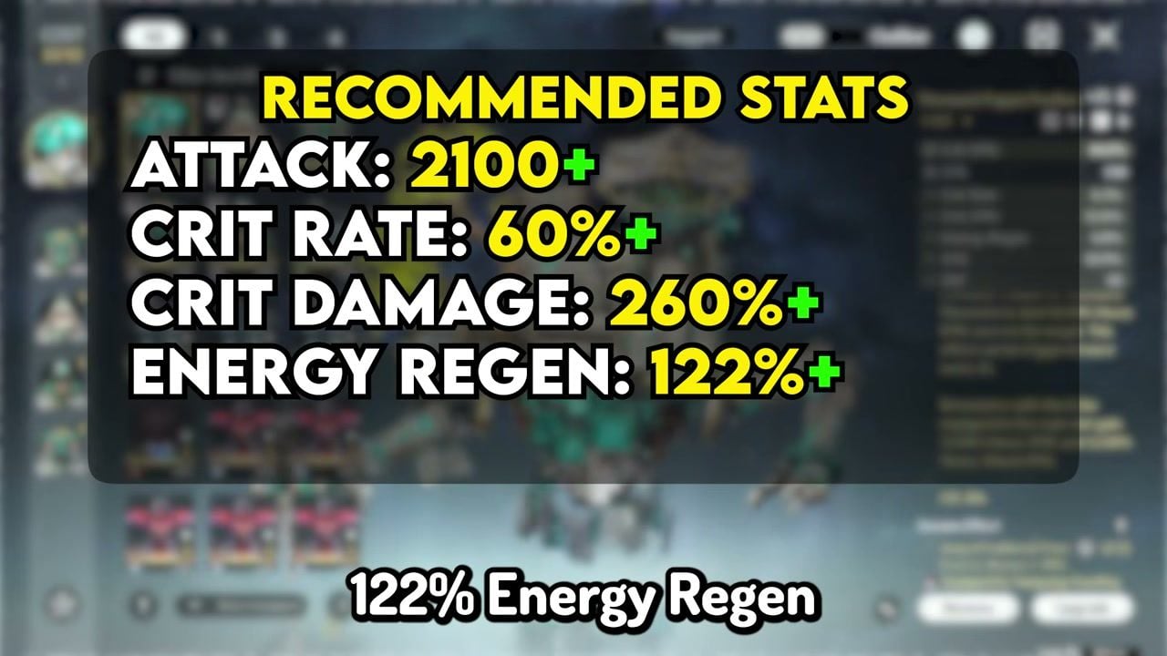 Yangyang Xuanling recommended stats Crit Rate Crit DMG Energy Regen