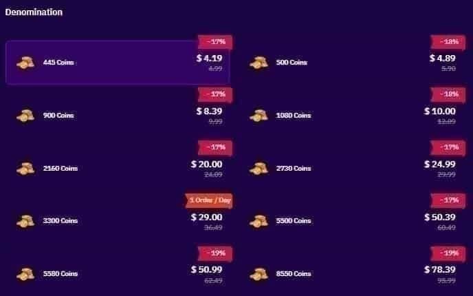 Tableau comparatif des prix et de la valeur des packs de pièces Mico
