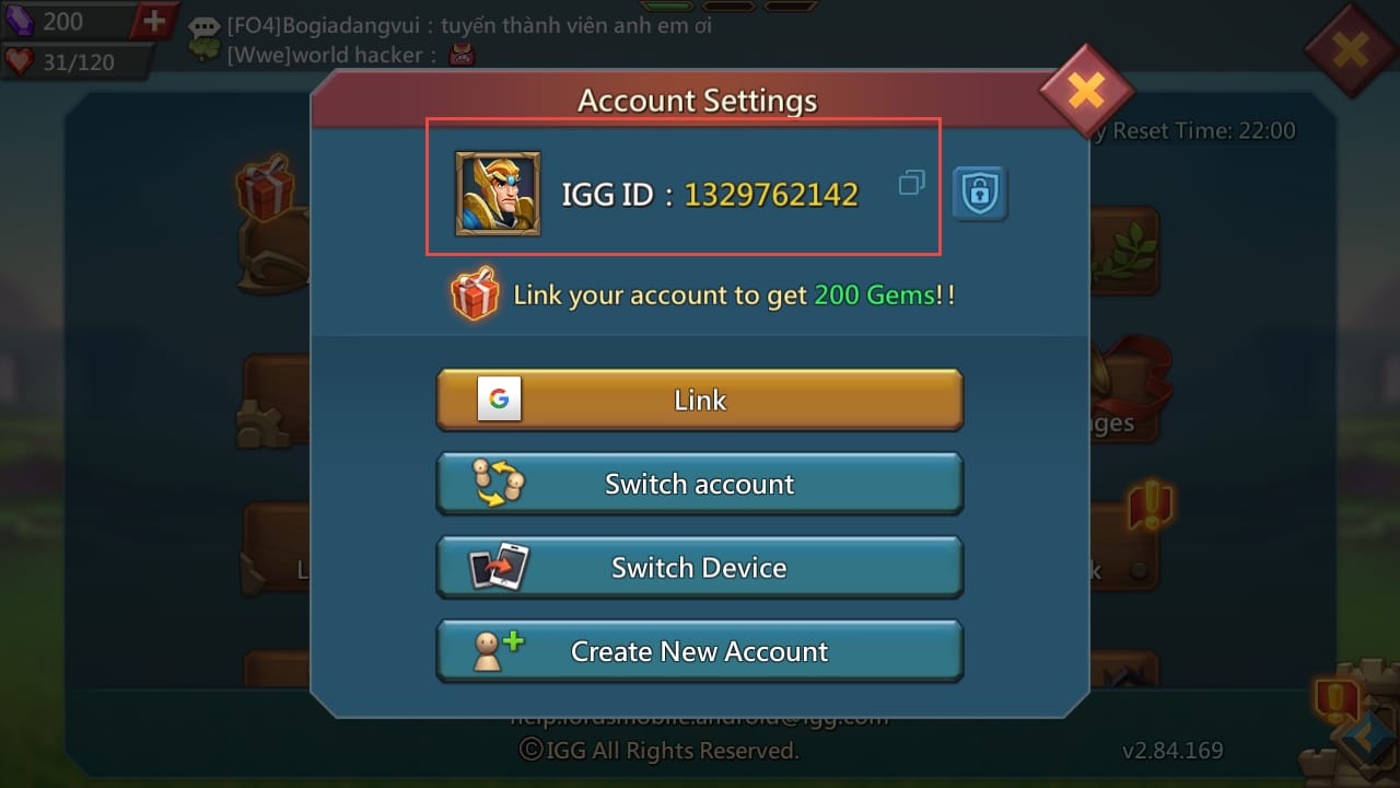 Diagramm zur Erklärung der Lords Mobile UID-, IGG-ID- und Serverfelder