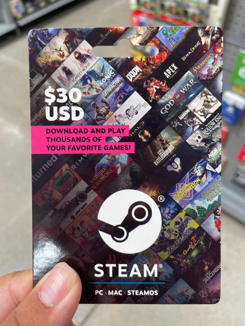 Interfaz de canje de Tarjeta de Regalo de Steam en la página de la tienda