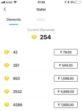 Comparación de paquetes y costos de recarga de Bigo Live Diamonds