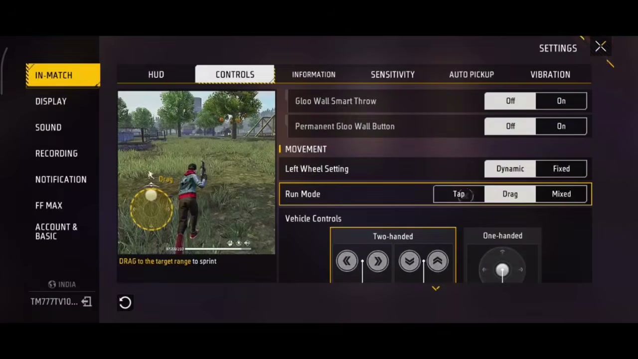 Free Fire Max Gloo Wall Smart Throw controls for headshot fights