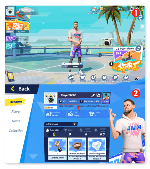Dunk City Dynasty ID 확인 방법
