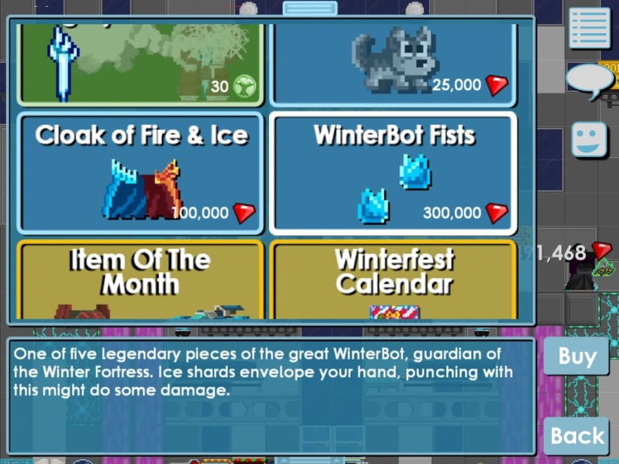 Interface d'achat officielle de Growtopia Gems depuis la boutique intégrée