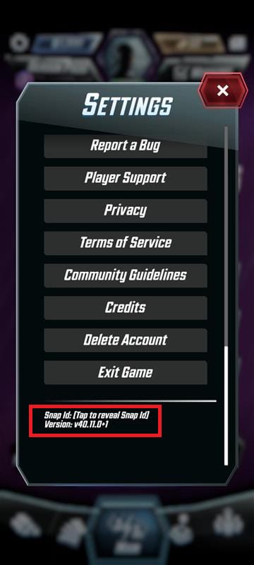 Guide montrant les étapes de redémarrage de l'application Marvel Snap