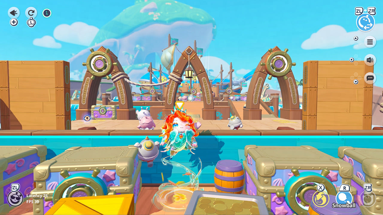 Sedici personaggi a forma di uovo che competono in un mini-gioco a ostacoli su Eggy Party