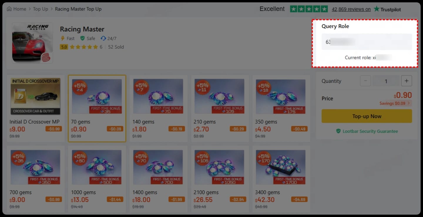 Racing Master Gems & Packs inventaris na succesvolle opwaardering
