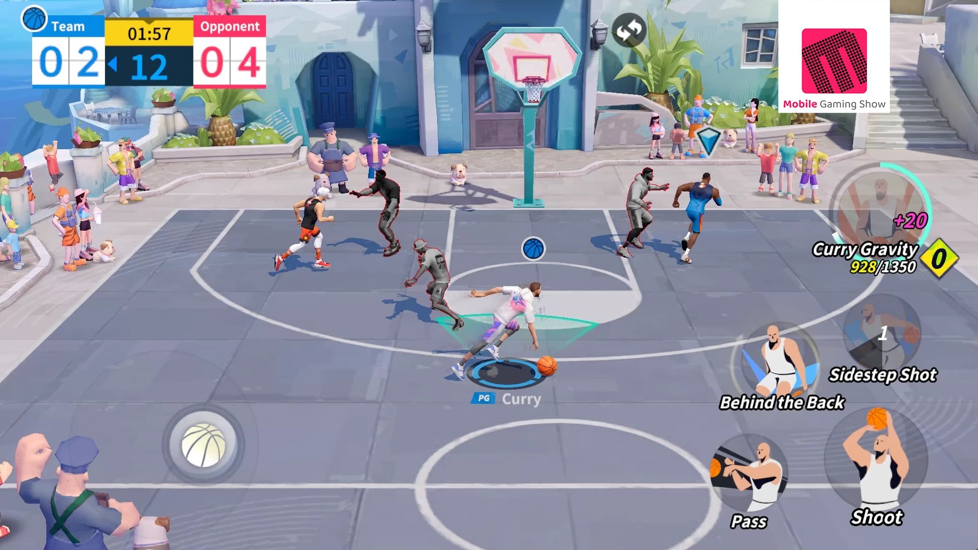 Personaggi streetball con licenza NBA che eseguono schiacciate su un campo all'aperto