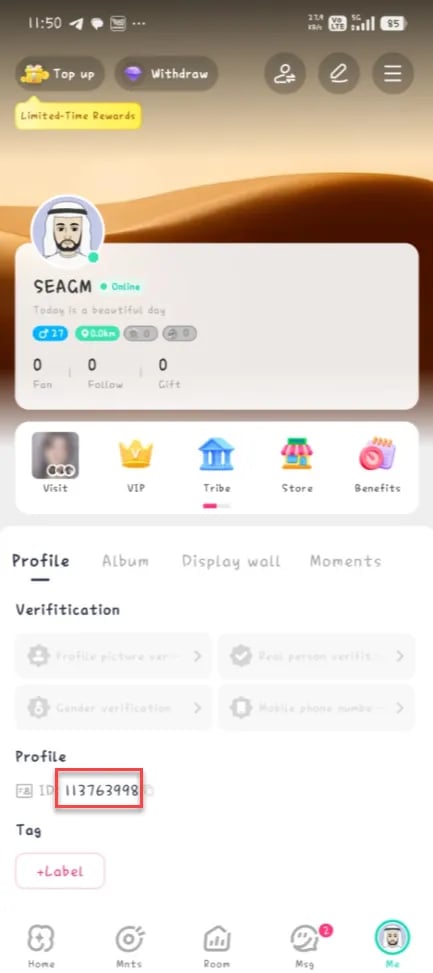 Cara mencari UID Amo Chat anda