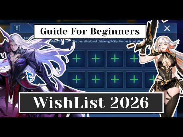 Mobile Legends Adventure hero summoning interface showing configured Wishlist slots