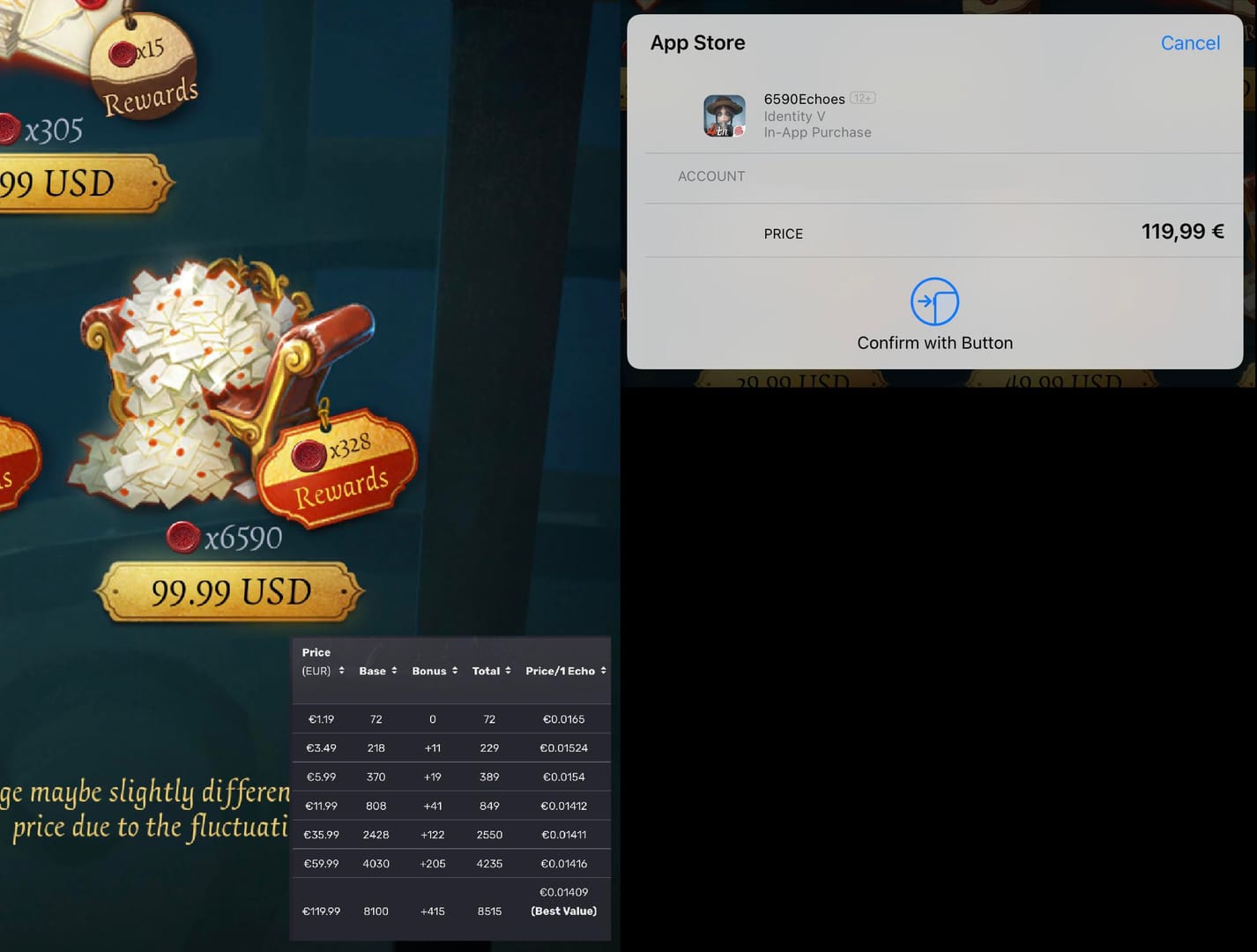 Kotak surat dalam game Identity V Echoes dengan notifikasi hadiah