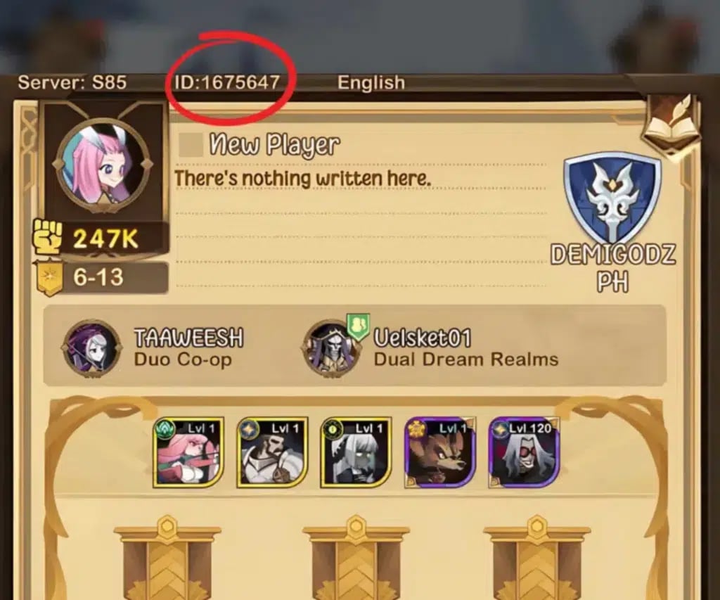 AFK Journey player profile user ID display