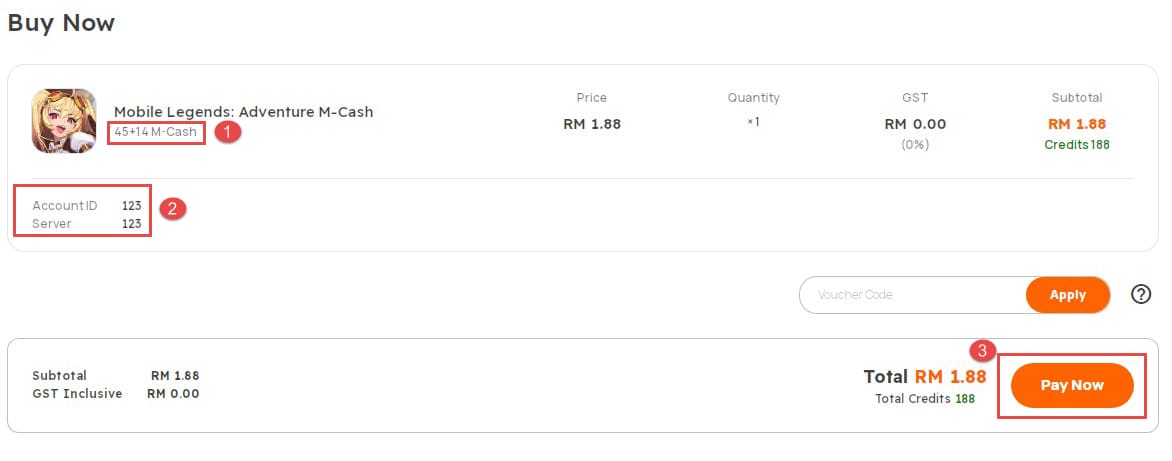Mobile Legends: Adventure M-Cash Google Play purchase history interface