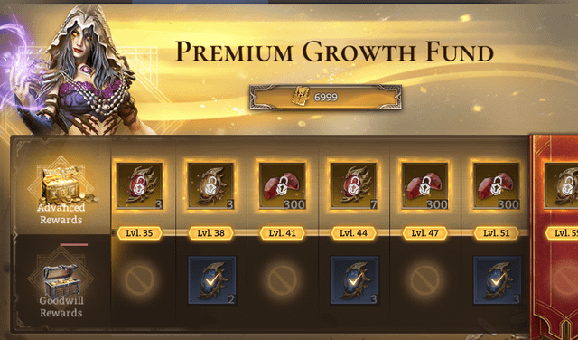 Watcher of Realms shop screen displaying W-Gold pack options from small to maximum bundles