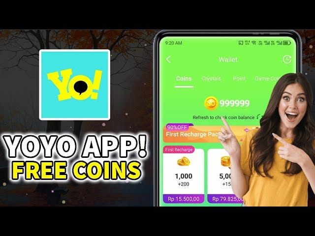 Soldul din joc Yoyo Coins afișat pe un dispozitiv Android