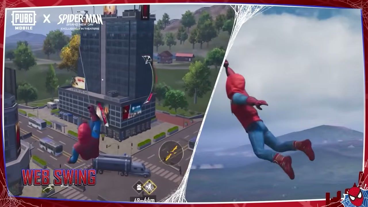 Mobilità del Web Swing nel gameplay di PUBG Mobile Spider-Man