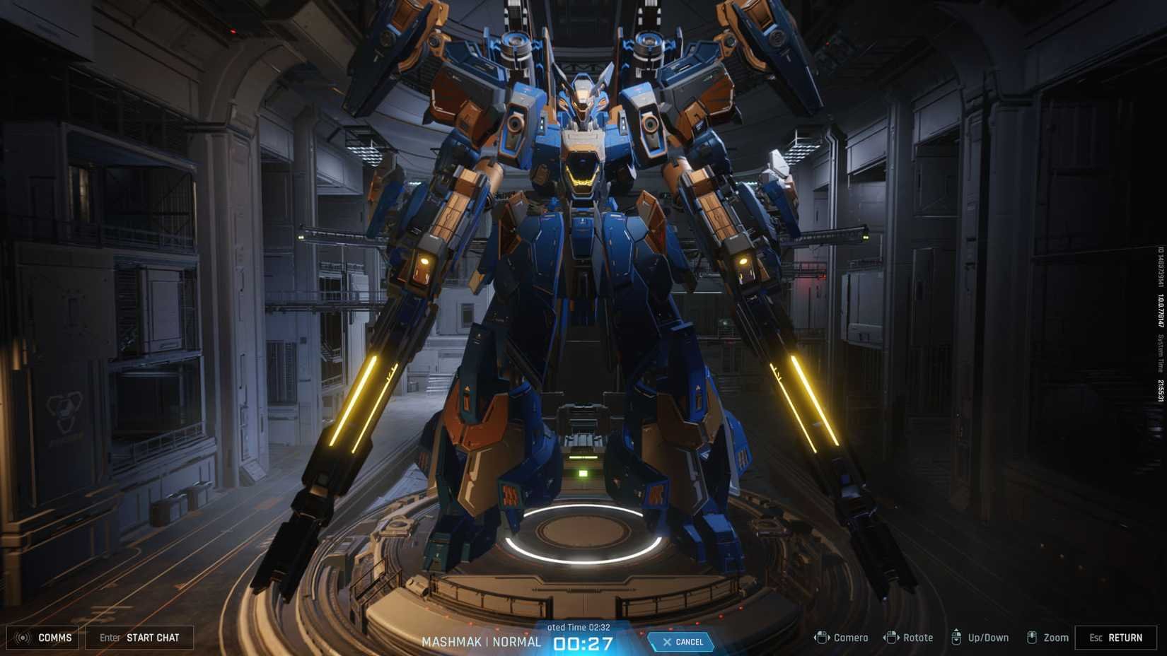 Inferno-Striker bei Hochgeschwindigkeits-Kampfmanövern in Mecha Break