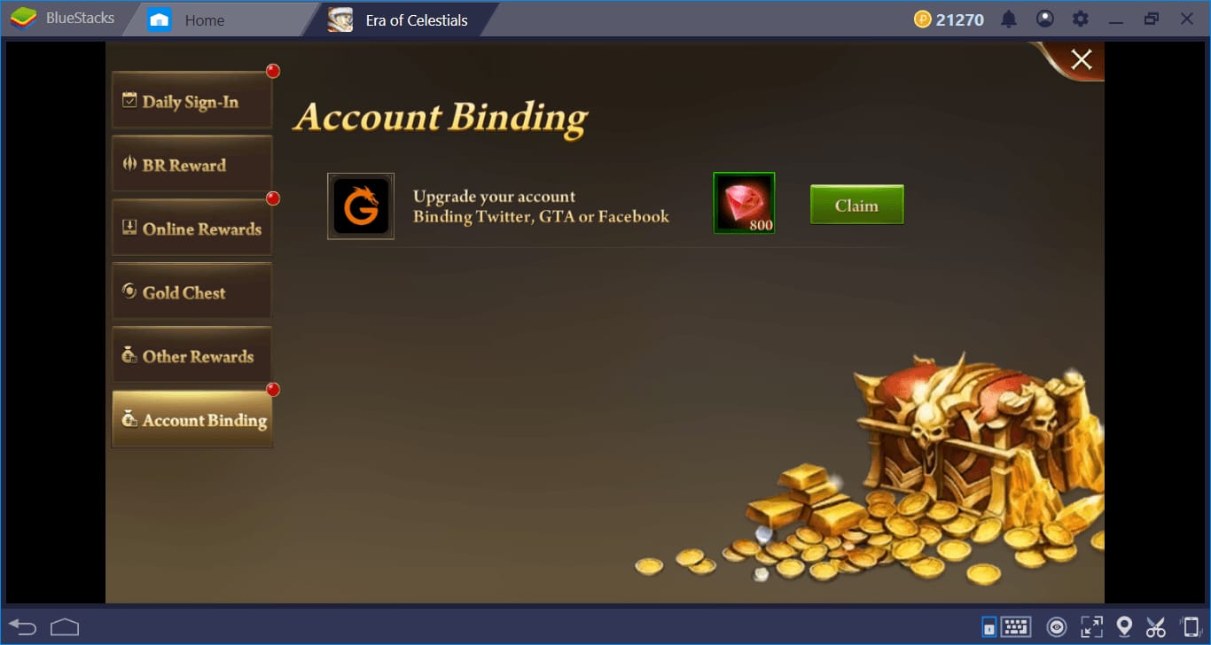 In-Game-Postfach von Era of Celestials mit Code-Belohnungen