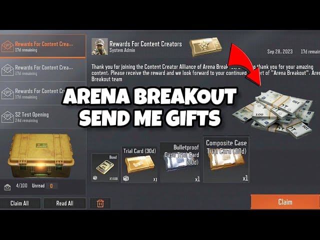 Widok skrzynki odbiorczej w grze Arena Breakout: Infinite Bonds