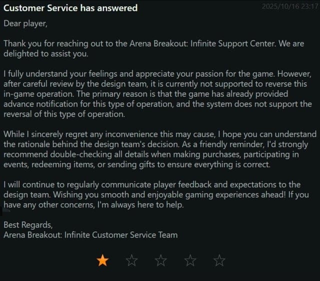 Imagen comparativa de Arena Breakout Infinite que muestra la responsabilidad del reembolso entre el sistema de pago oficial, la facturación de la plataforma y el soporte bancario
