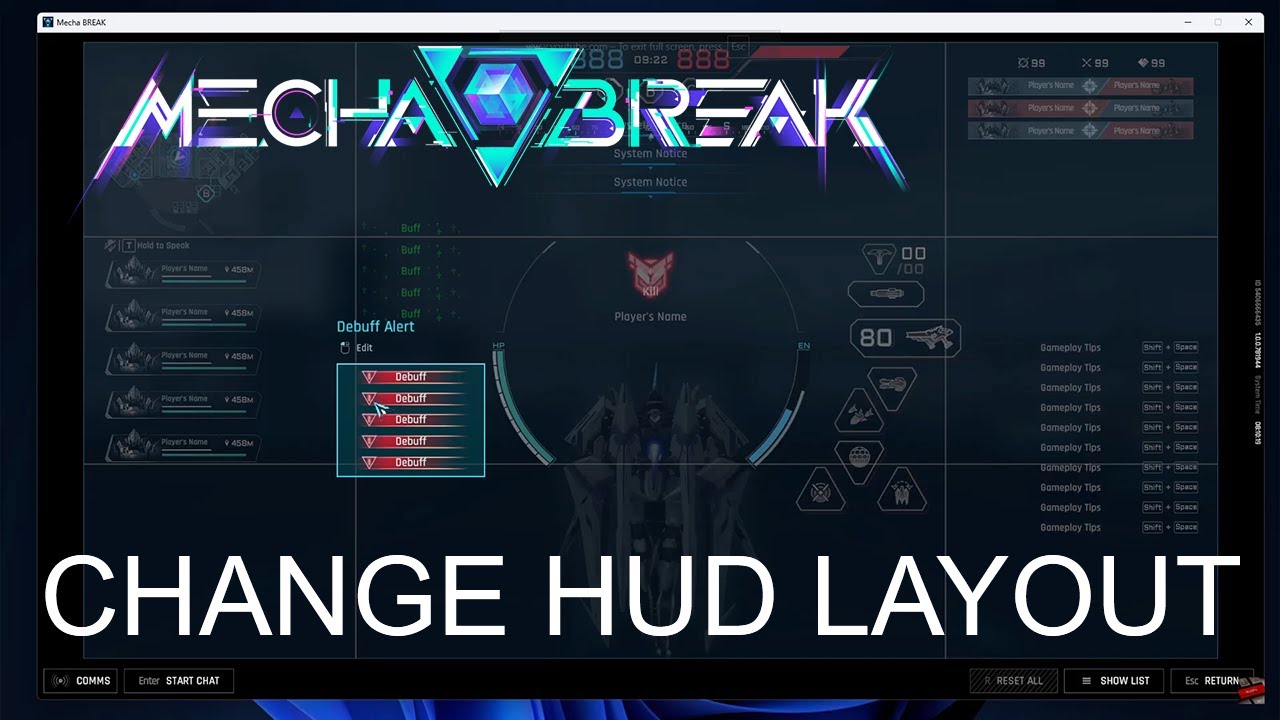 Pantalla de ajustes de accesibilidad de Mecha Break que muestra las opciones de diseño personalizado e indicadores