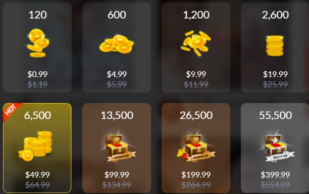 Comparison of Tango Live Coins prices on iOS app versus web