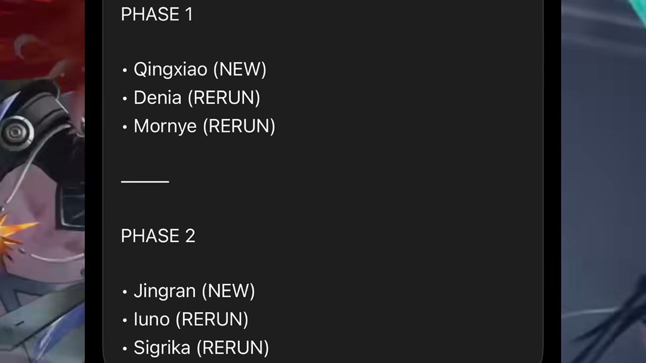 Alineación completa de estandartes de Wuthering Waves 3.6 Qingxiao Jingran regresos