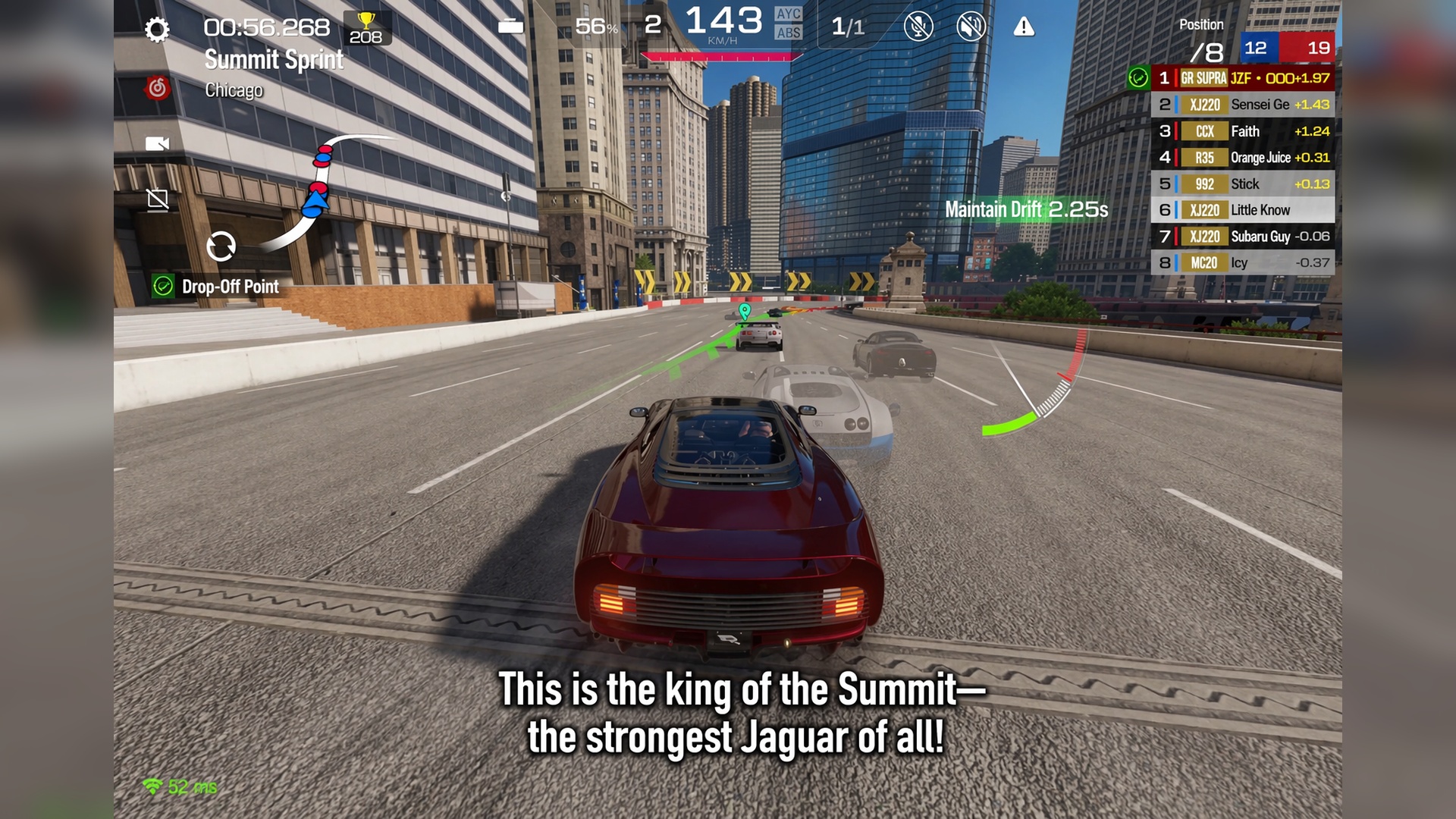 Jaguar XJ220 in second place