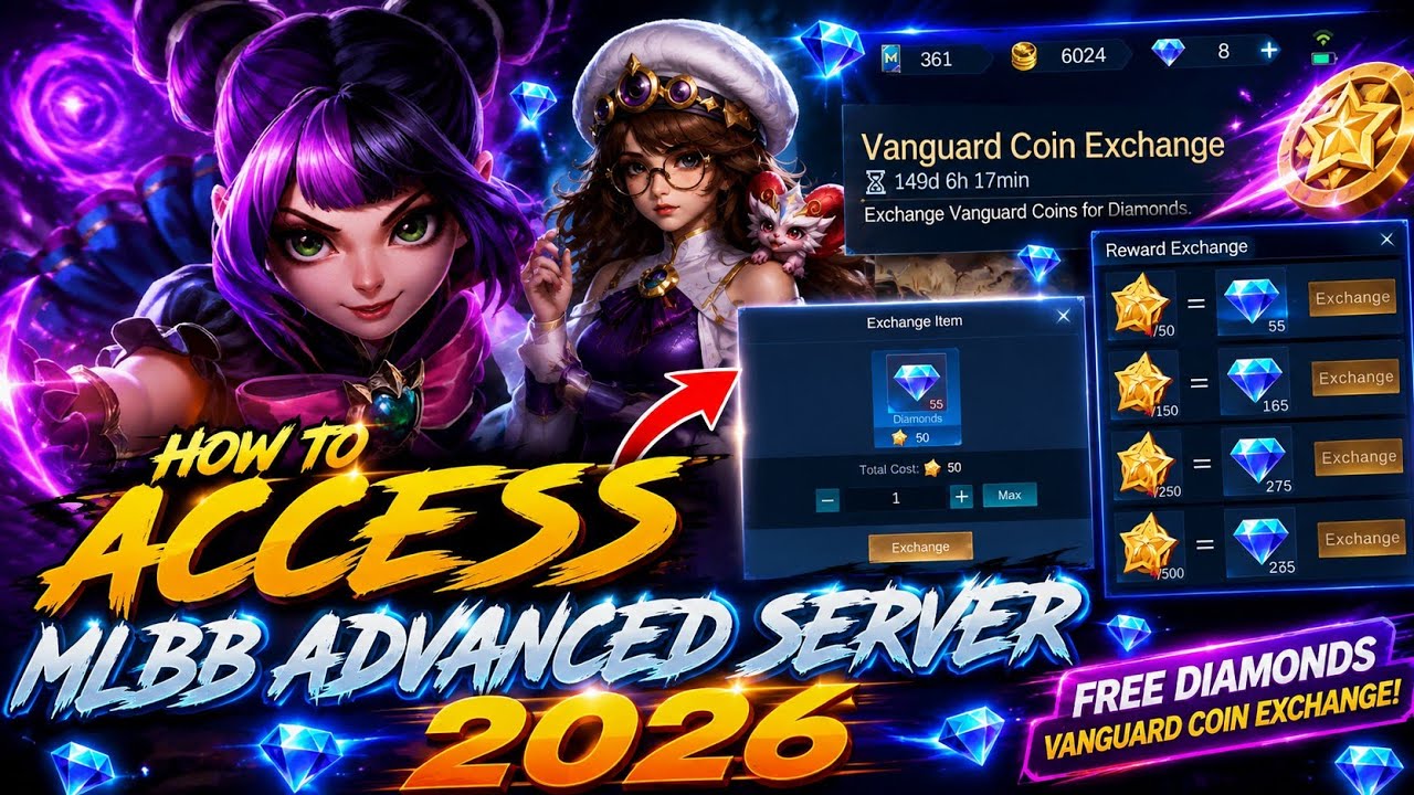 Menu wymiany monet Vanguard Coin pokazujące przelicznik 1 do 1 na diamenty
