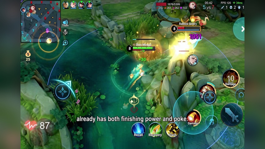 Shen Mengxi solo-killing a full-HP enemy with combined poke and burst