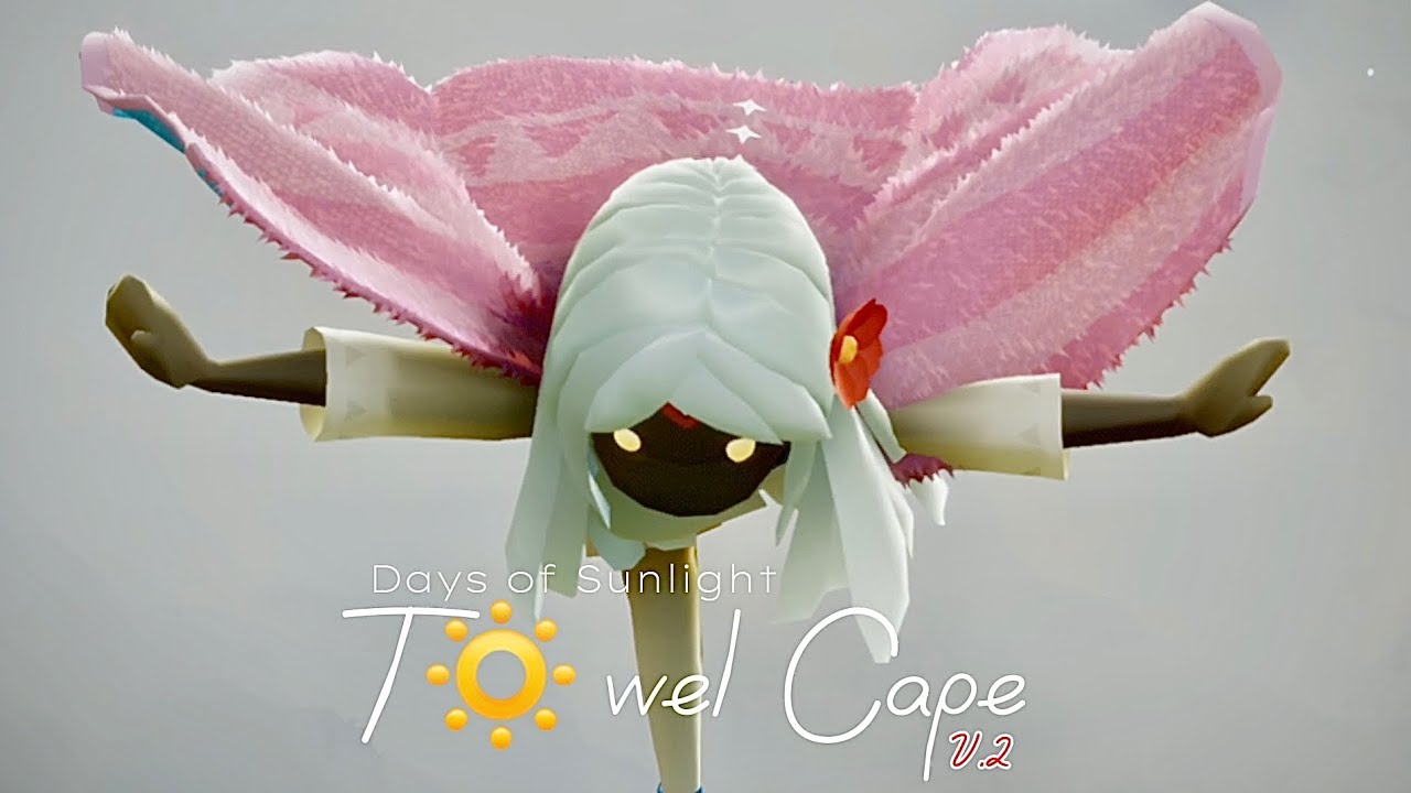 Sky kid wearing the blue beach towel cape cosmetic