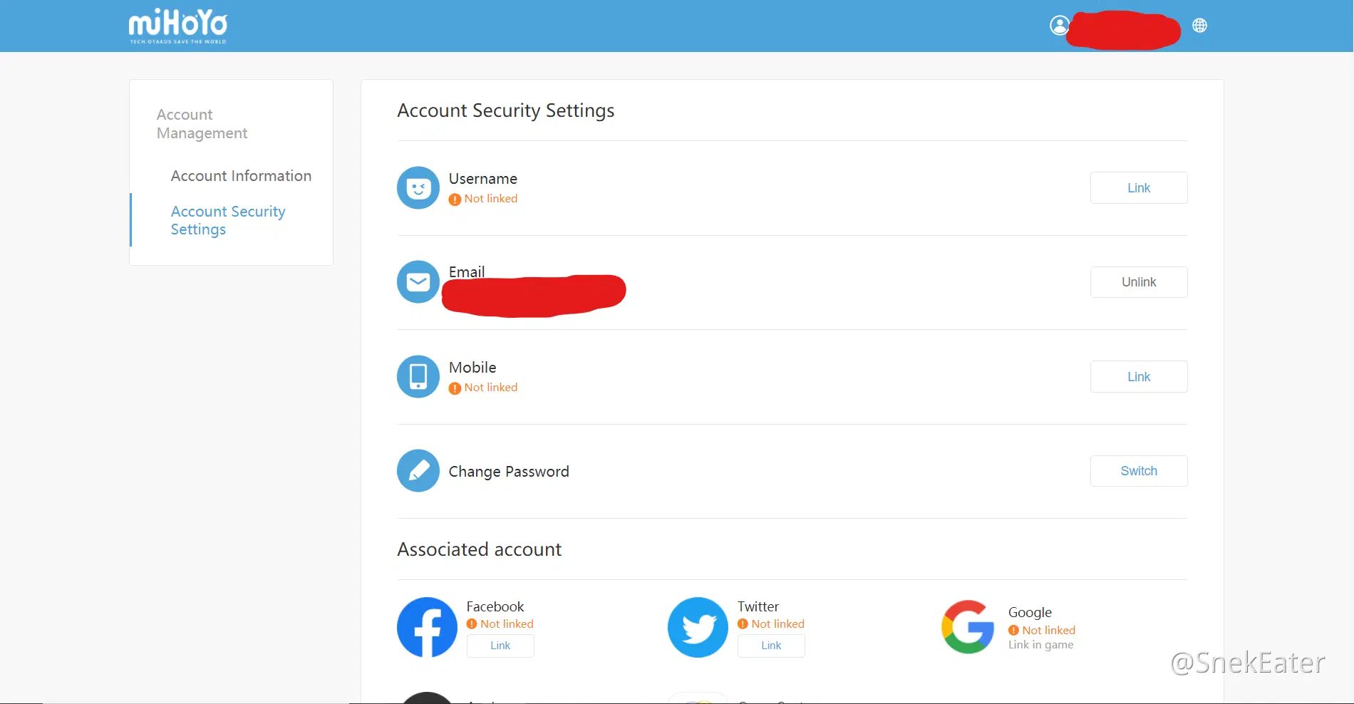 HoYoverse-Kontosicherheitseinstellungen mit E-Mail-Änderung
