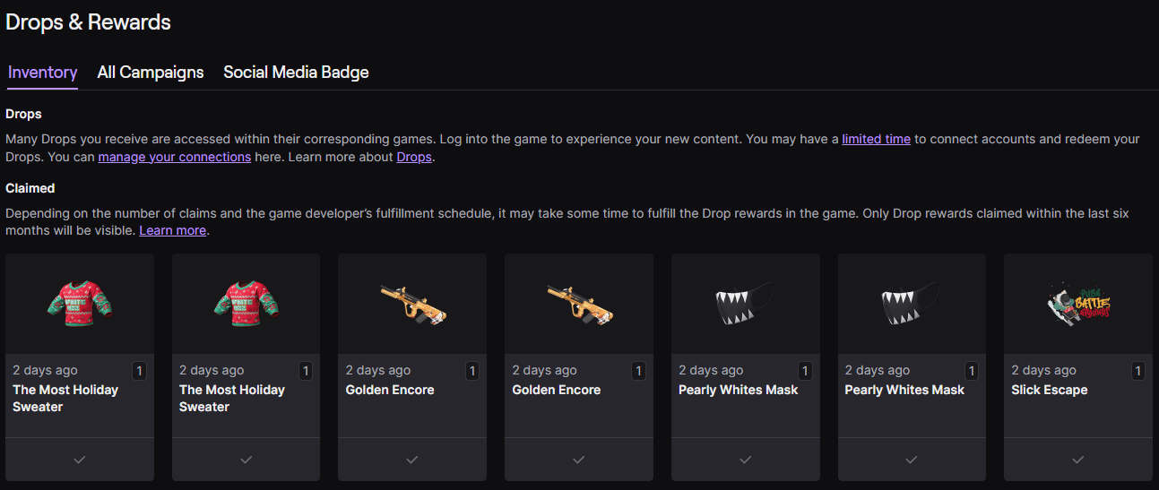 PUBG Twitch Drops claim reward interface